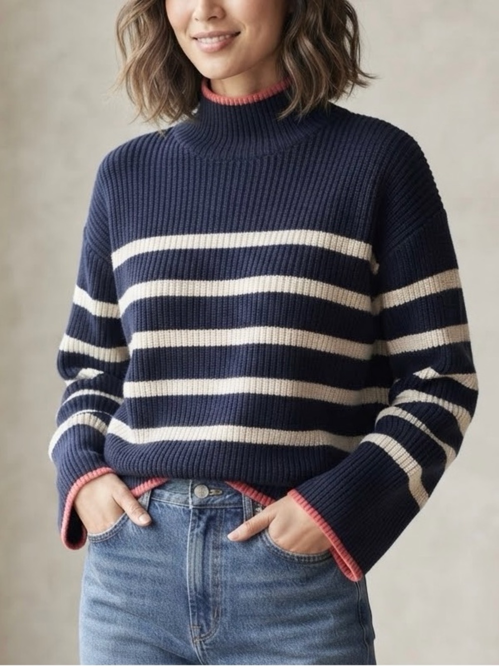 Zara Striped Turtleneck Sweater Size S